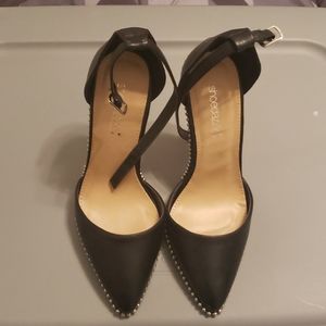 Black ankle strap pumps